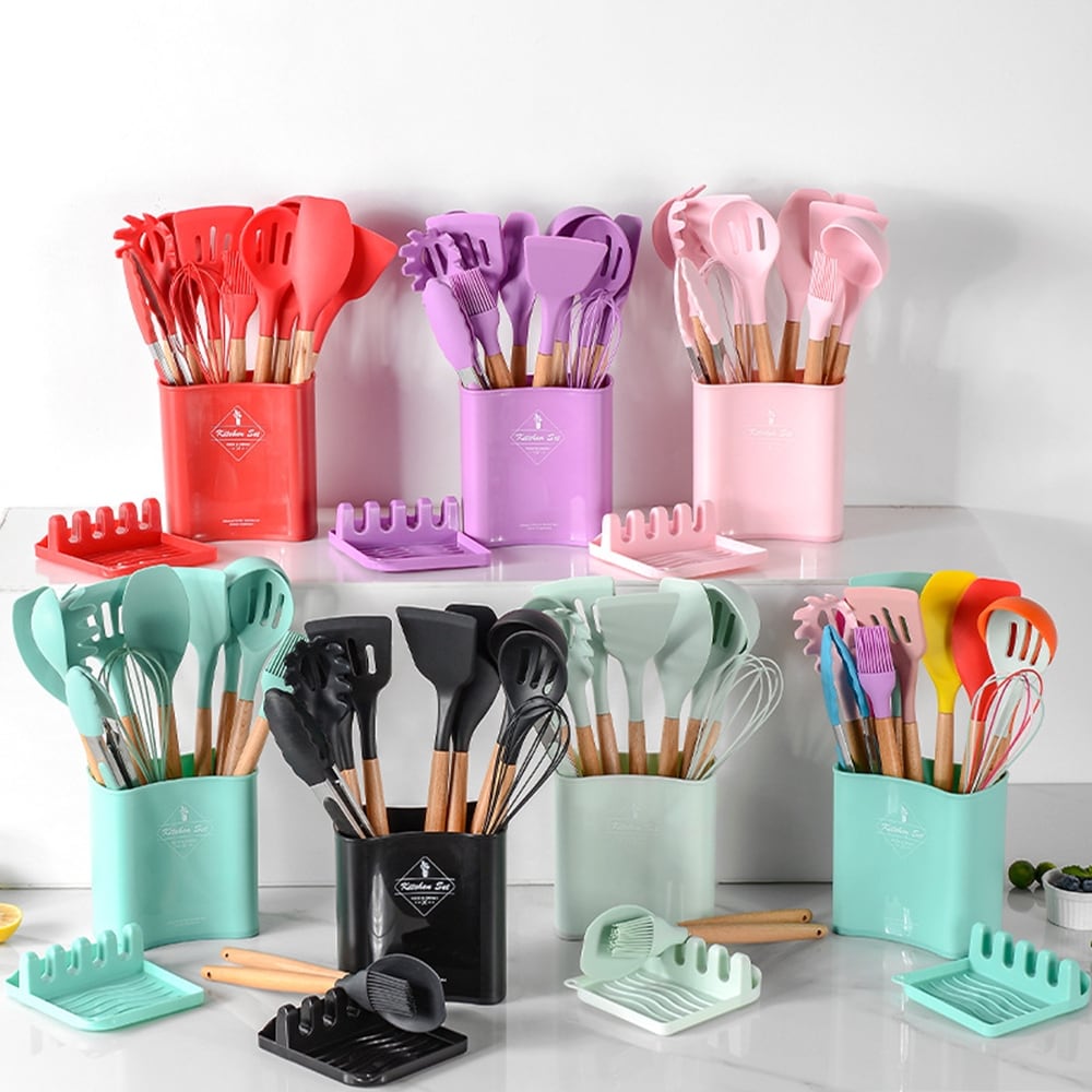 6pc Silicone Kitchen Utensil Set Farberware Non-Scratch Cooking