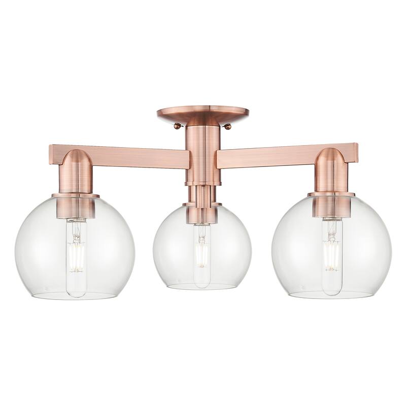 Innovations Lighting Endless Possibilities Arcadia - Athens - 3 Light 23" Semi-Flush Mount - Clear/Antique Copper