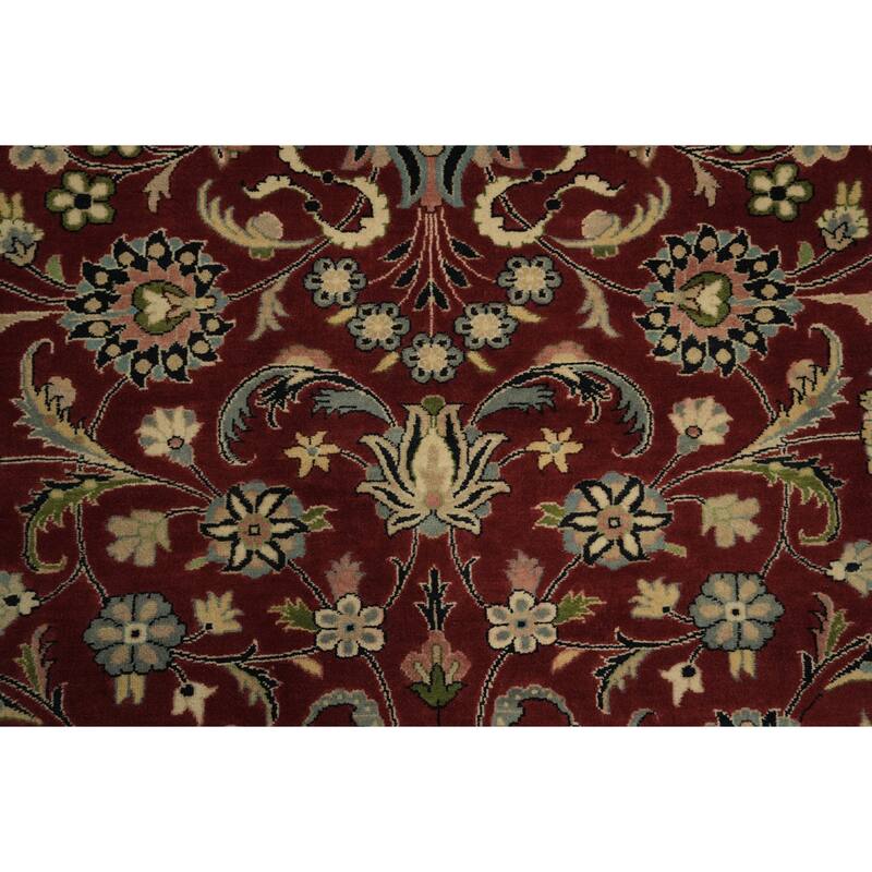 Hand Knotted Oriental 100% Wool Carpet Traditional All-Over Red Tabriz Area Rug - 9' 11'' X 8' 0''