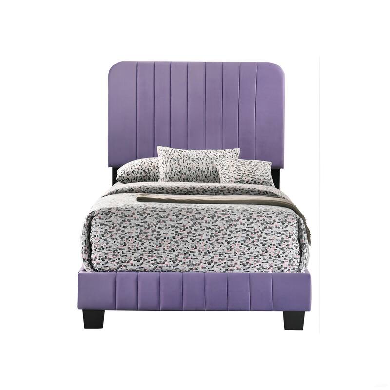 Vibrant Purple Contemporary Twin Bed with Sturdy Frame and Modern Design