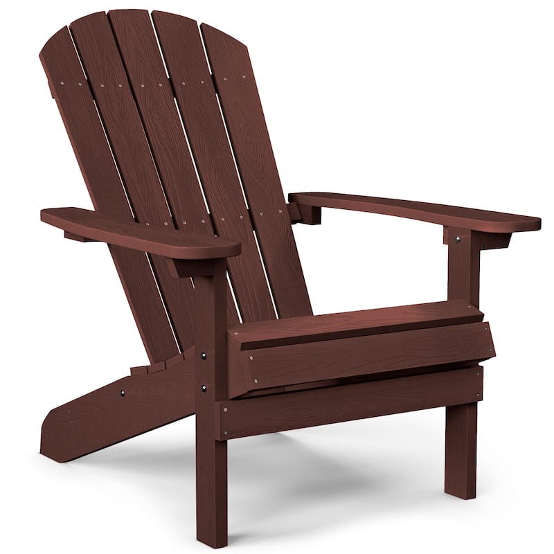 WINSOON All Weather HIPS Outdoor Plastic Adirondack Chairs Set of 4 - Coffee Color