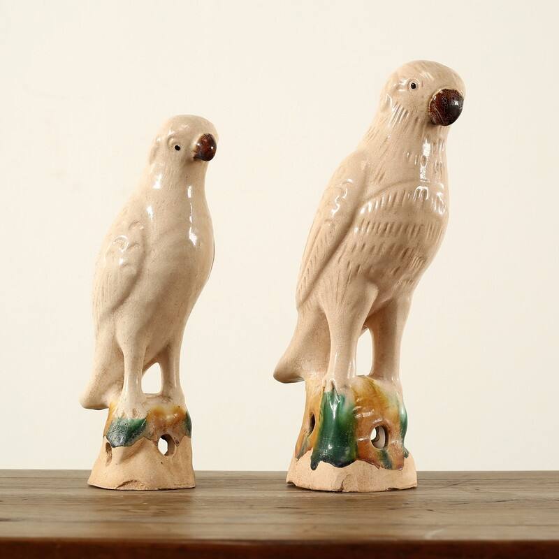 High Creamy White Glazed Parrot