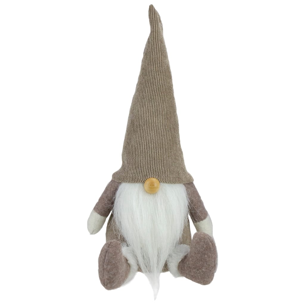 10" Brown and White Sitting Gnome Christmas Figure