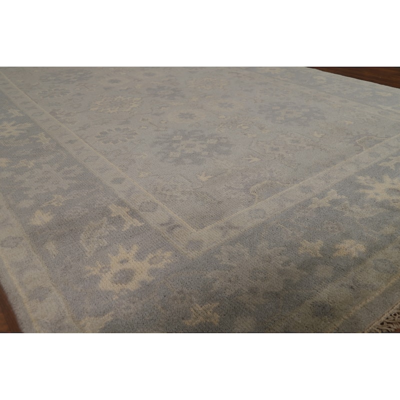 Gray Oushak Indian Area Rug Handmade Wool Carpet - 6'2" x 8'10"