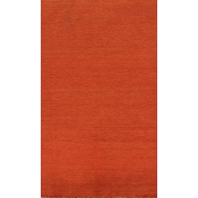 Orange Modern Gabbeh Oriental Rug Handmade Wool Carpet - 3'4" x 6'5"