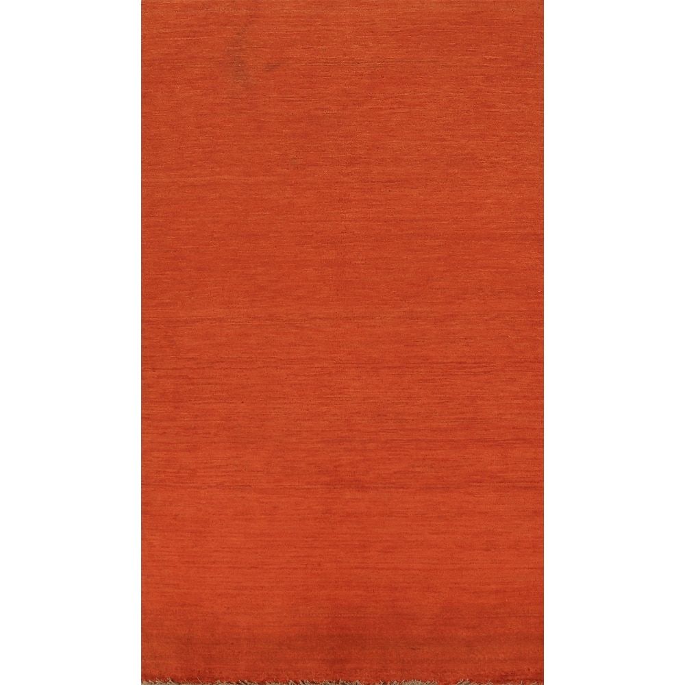 Orange Modern Gabbeh Oriental Rug Handmade Wool Carpet - 3'4" x 6'5"
