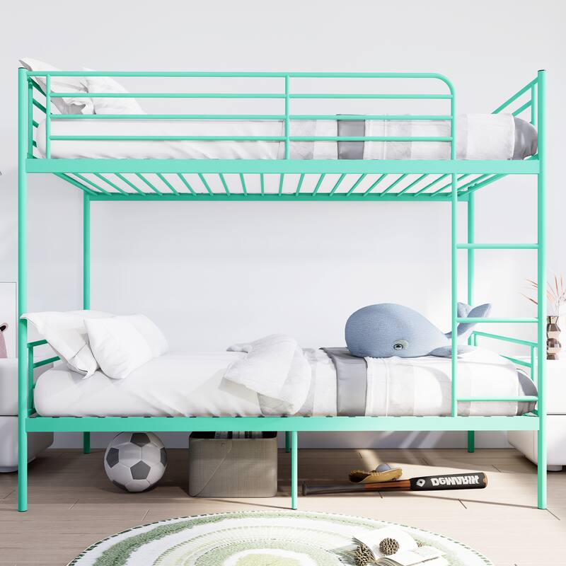 Bunk Bed with Ladder and high Guardrail, Able to Split, Metal Bunk Bed, Storage Space, Noise Free,Twin Over Twin Size