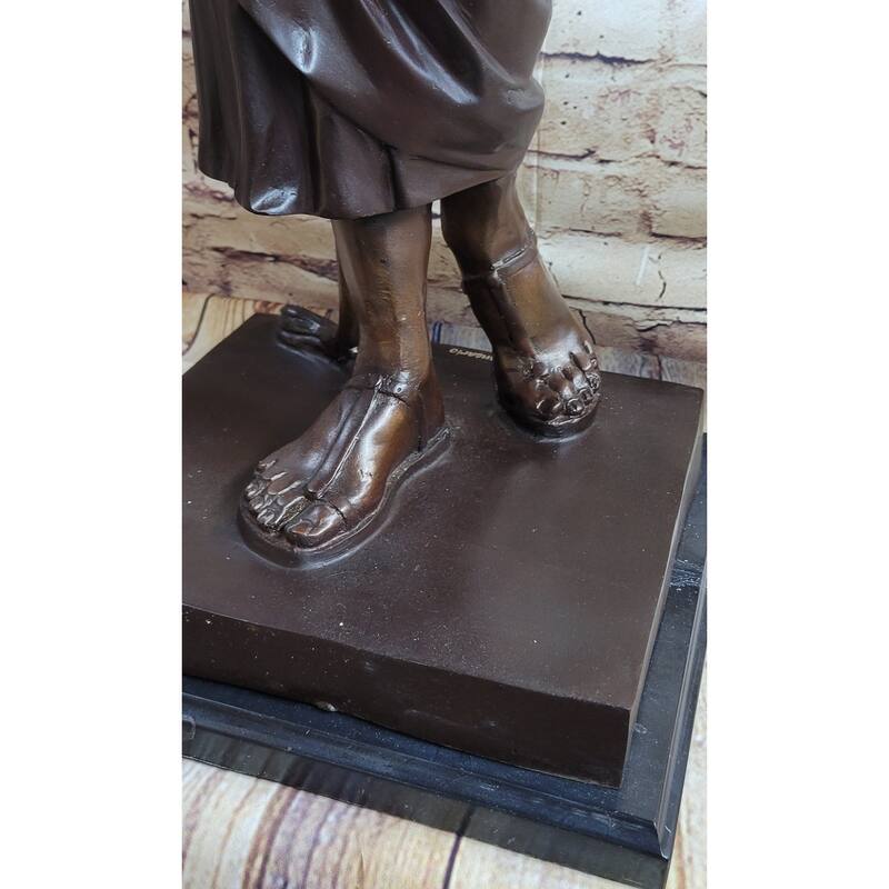 Egyptian Prince Pharaoh Bronze Statue Sculpture Figure W/ Outstretched Hand 35 Inches X 11 Inches