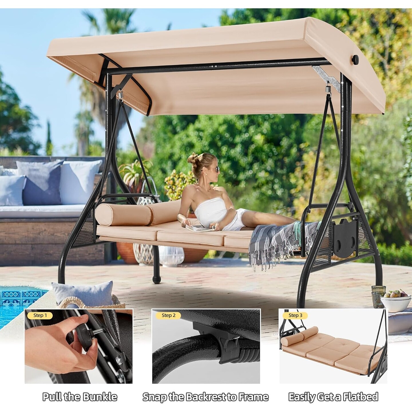 Garden swings with canopy clearance
