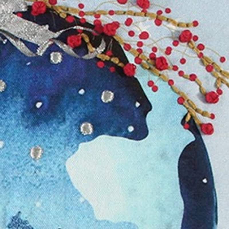 HomeRoots 20" Blue Christmas Ornaments Cotton Throw Pillow