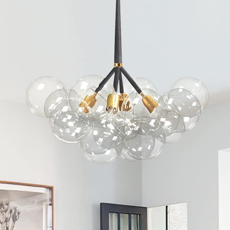 Contemporary Clear Glass Globe Bubble Chandelier