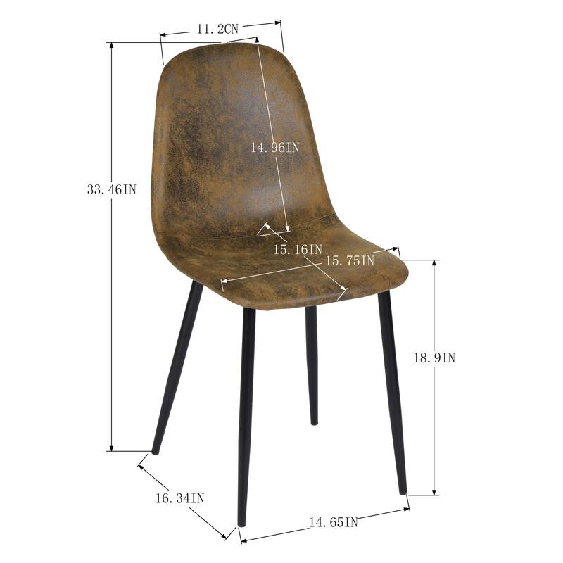 Homy Casa Set of 6 Faux Suede Dining Chairs Black Metal Legs, Brown