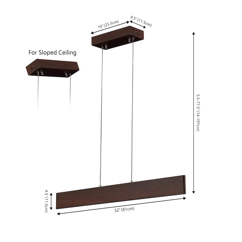 Julian 40" Dimmable Adjustable Integrated LED Metal Linear Pendant, by JONATHAN Y