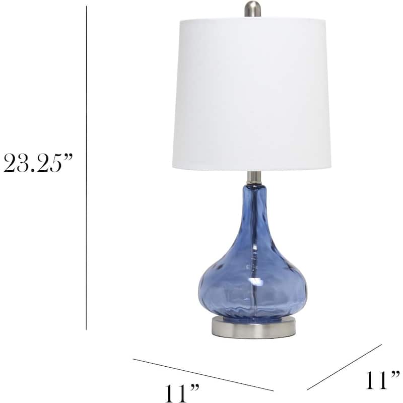 23.25 in. Dark Blue Finish Table Lamp with White Shade, Desk Lamp for Writing and Computer Desks
