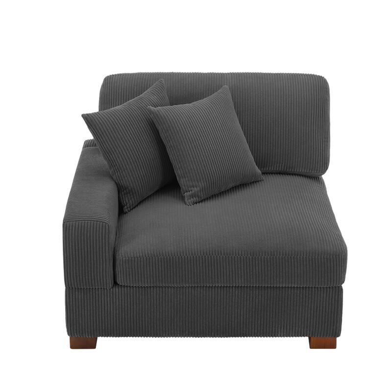 Upholstered Corduroy Modular Sectional Sofa with 2 throw pillows