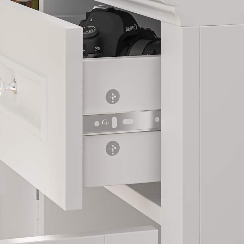 Media Wall Unit w/Spacious Storage White TV Stand Wall Storage Combo
