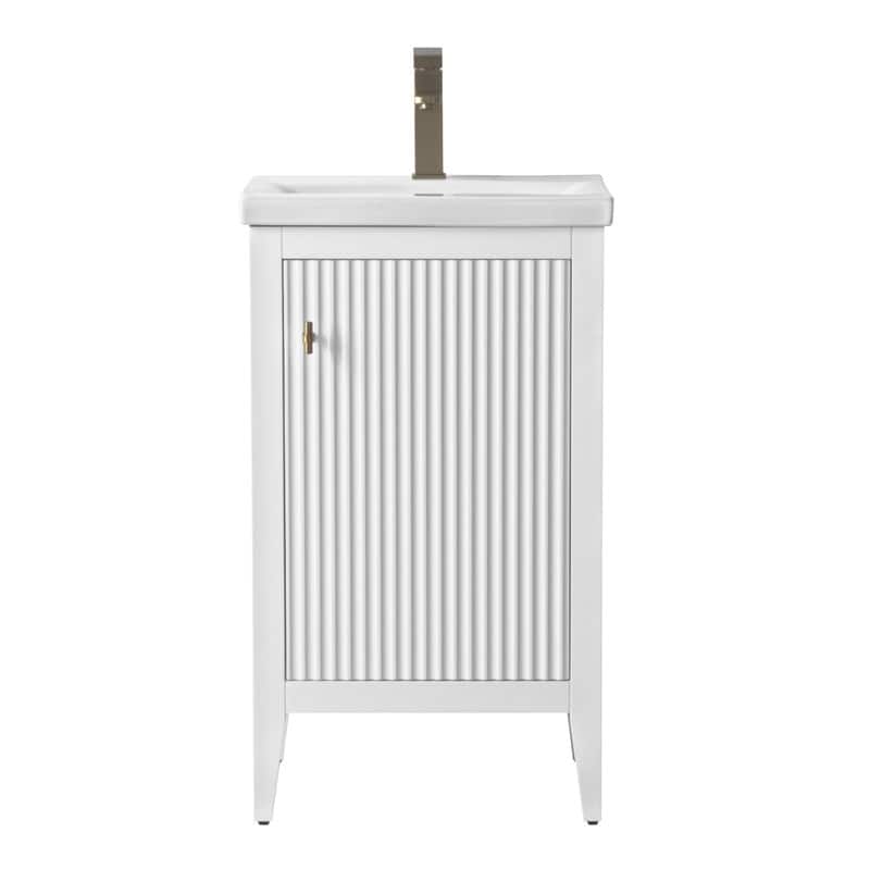 Vanity Art 20" Single Sink Bathroom Vanity Cabinet with Ceramic Top