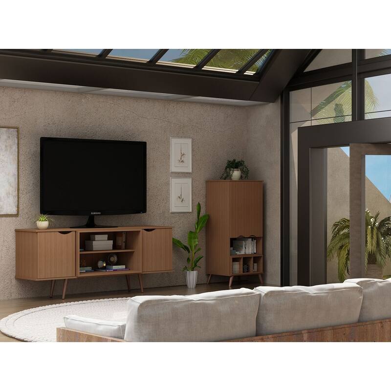 Hampton Mid Century Modern Wood 62.99 In. Media Cabinet Console