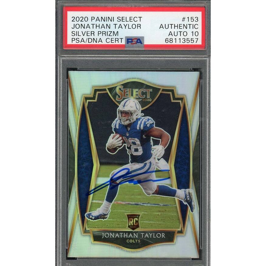 Jonathan Taylor 2020 Panini Select Silver Prizm Rookie Card #153 Auto PSA 10 C - 8'6" x 11'6"