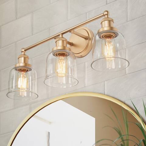Modern Gold 3-light Vanity Lights Bathroom Bell Wall Sconces for Power Room - L21.5"x W7.5"x H 10"