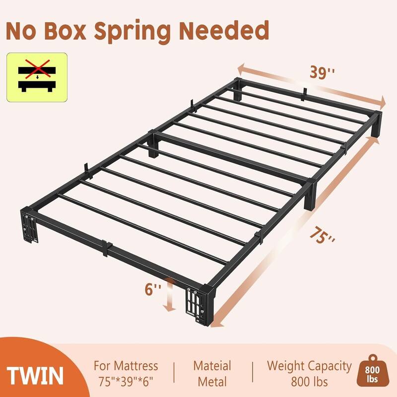 6 Inch Metal Platform Bed Frame Easy Assembly Bed Base for Bedroom and Home Use