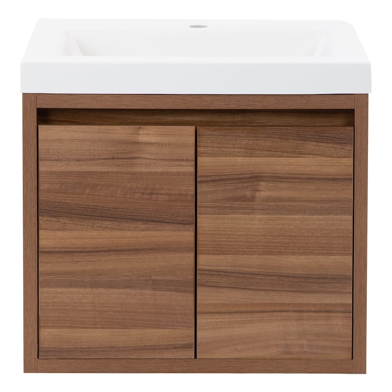 Kelby 24.5" 2-Door Floating Bathroom Vanity With White Sink Top