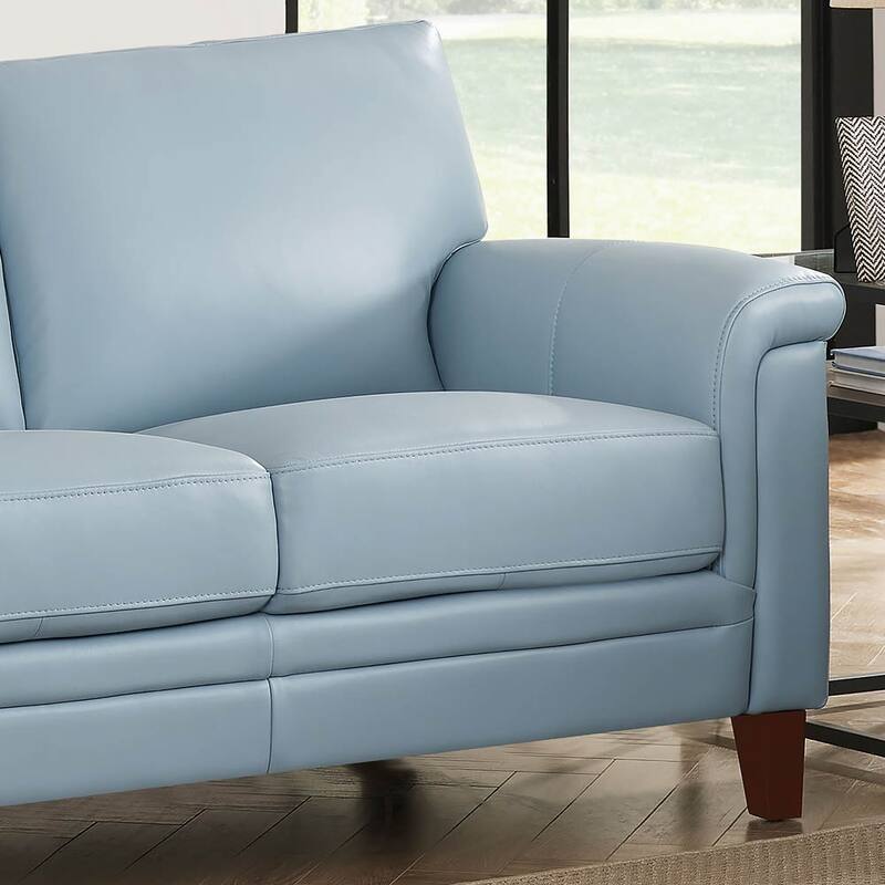 Hydeline Westcott Top Grain Leather Loveseat with Memory Foam and Springs