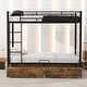 preview thumbnail 1 of 12, Black Metal Twin Bunk Bed with Drawers and Traditional Stacked Design Black