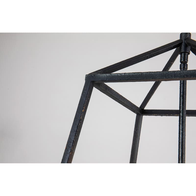 Aged Black Forged Iron Finish 4-Light Cage Pendant