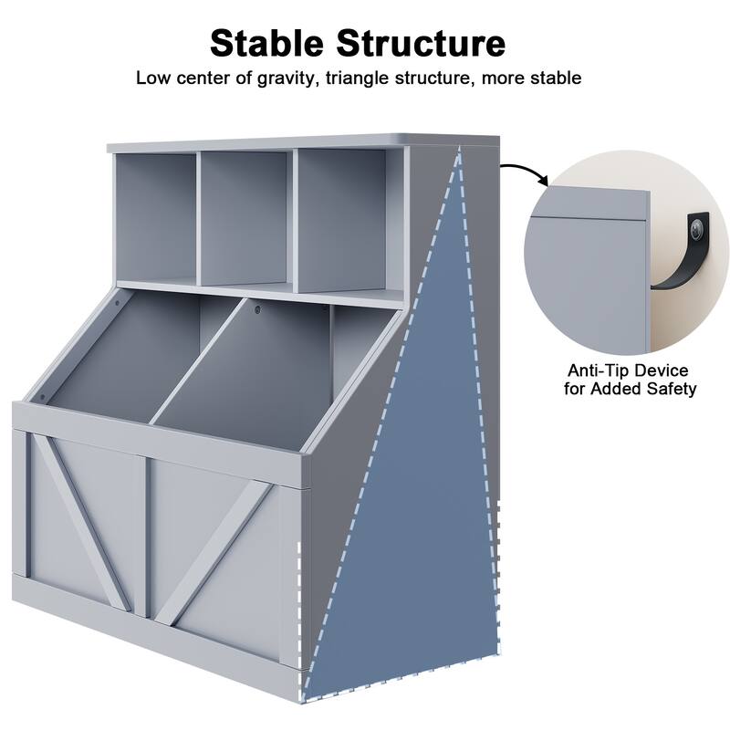 Kids Bookshelf and Toy Storage for Playroom, Bedroom