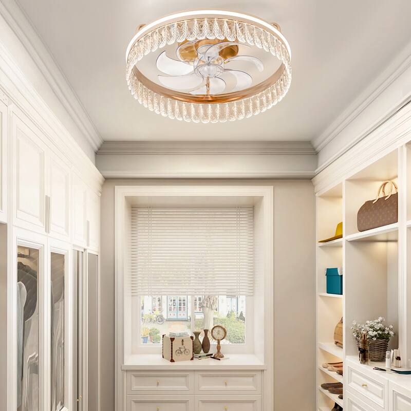 20-In LED Rosa Gold Chandelier Ceiling Fan with Light Remote(7-blade)