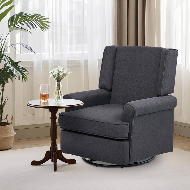 Swivel Rocking Chair for Living Room, Office, Garden - 1PC - Dark Grey