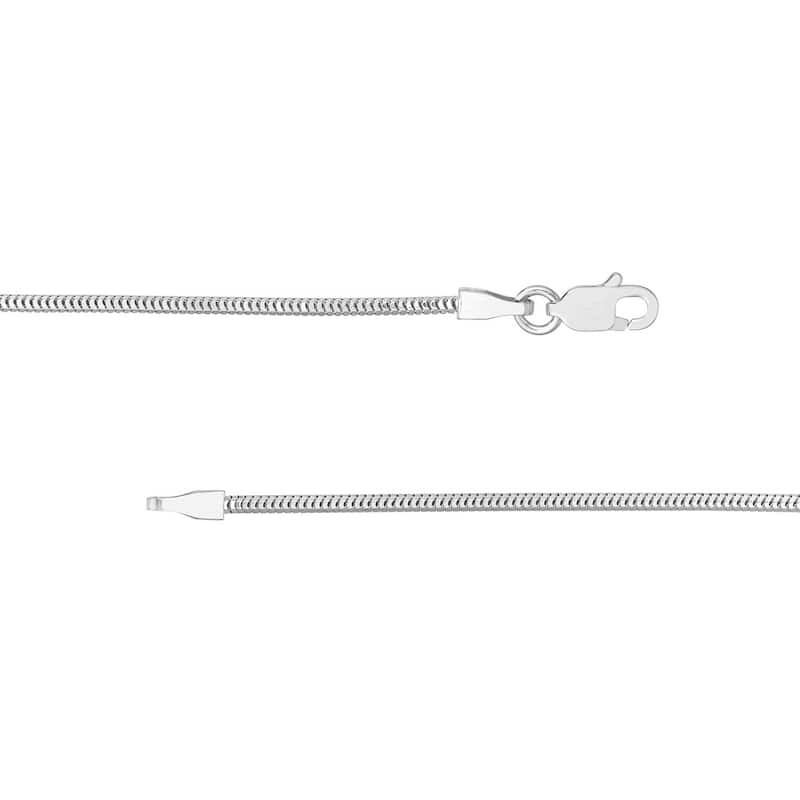 Curata 10k White Gold 1.4mm Lite Snake Chain Necklace (Lobster)