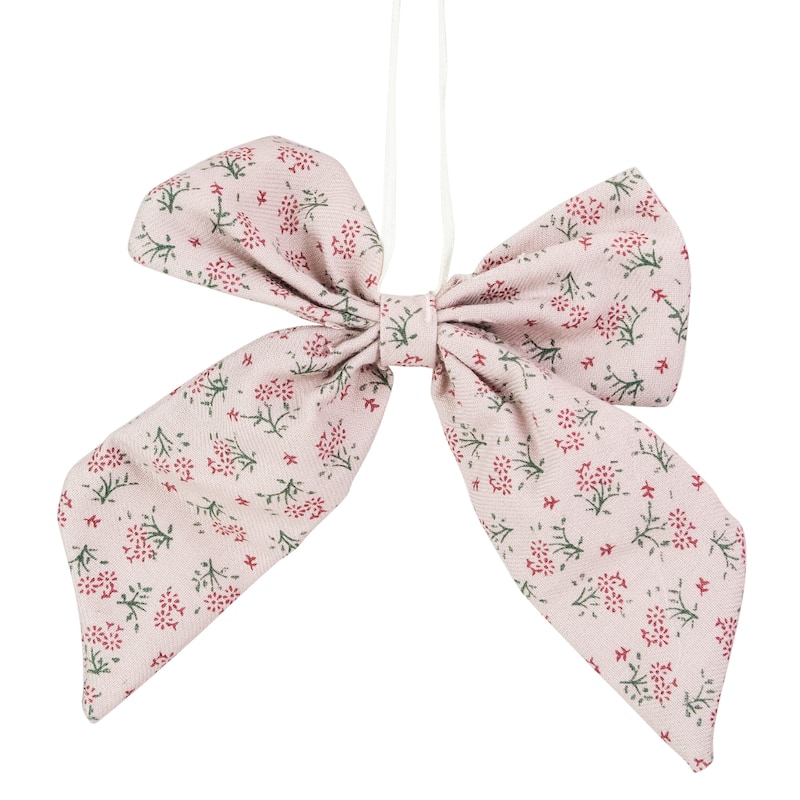 5.5" Pink Floral Single Loop Christmas Bow Decoration