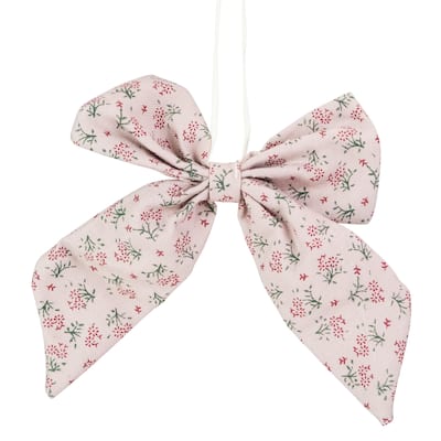 5.5" Pink Floral Single Loop Christmas Bow Decoration