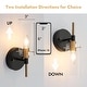 preview thumbnail 7 of 7, Modern Black Gold 1-Light Clear Glass Wall Sconces Vanity - 4.7" L x 5" W x 11" H