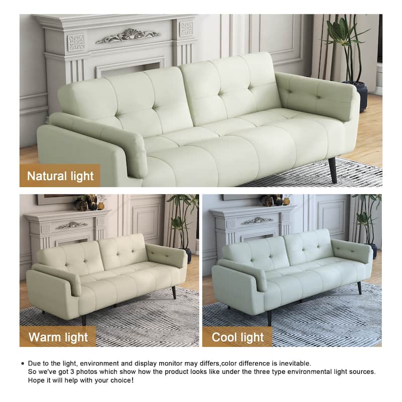 75" Convertible Sleeper Futon Sofa Bed With Adjustable Tufted Back