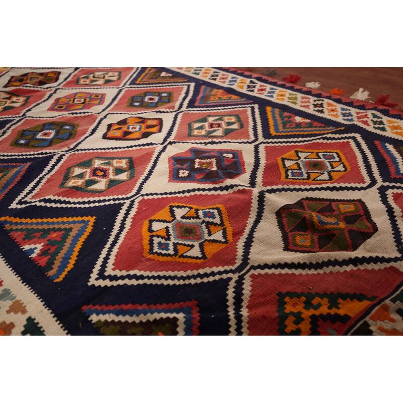 Kilim Qashqai Persian Area Rug Flatweave Wool Carpet - 5'4"x 8'1"