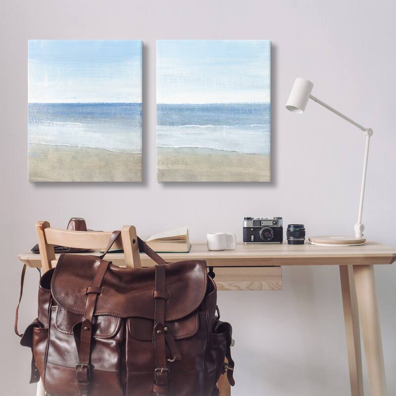 Stupell Coastal Seafoam Beach Waves Soft Tide Landscape, 2pc Multi Piece Canvas Wall Art Set - Beige