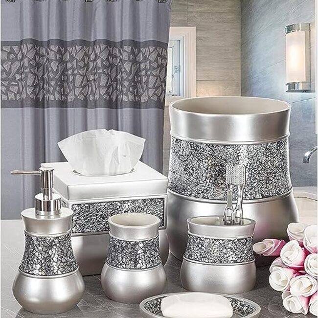Creative Scents Brushed Nickel Silver Gray Bathroom Trash Can - grey