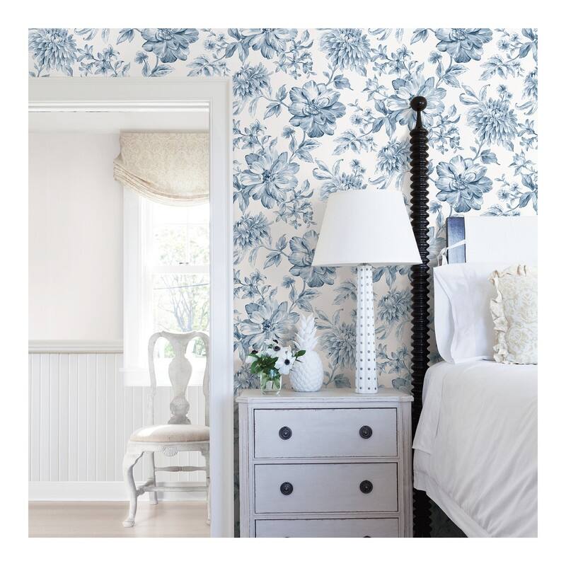 Brewster Brewster Gabriela Blue Floral Wallpaper - 20.5 x 396 x 0.025
