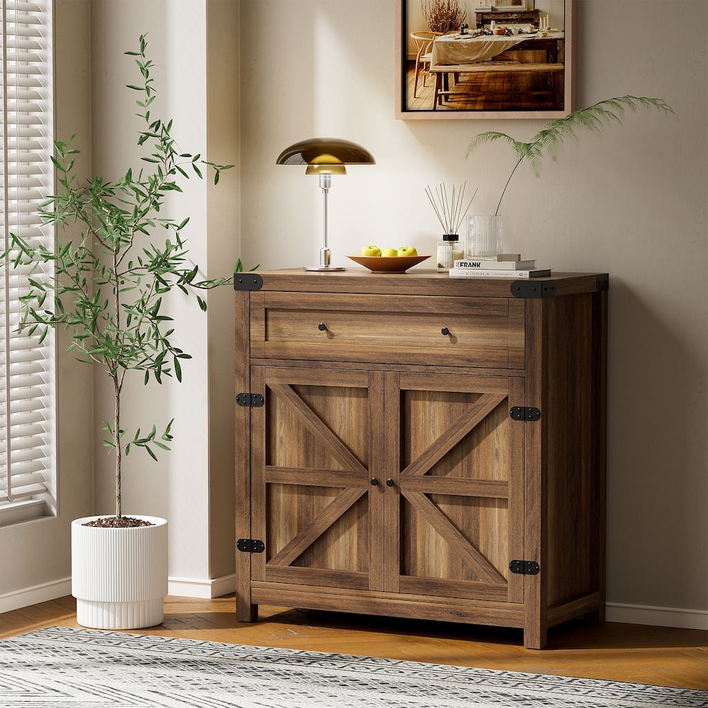 Furniwell Storage Cabinet Modern Farmhouse Kitchen Sideboard