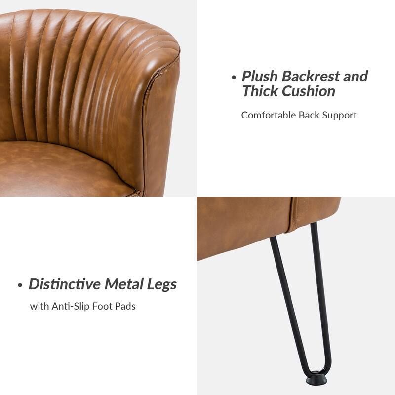 Donia Modern Faux Leather Armless Wingback Side Chair with Metal Legs Set of 2 by HULALA HOME