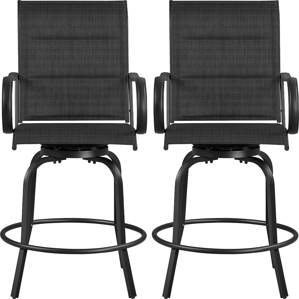 Yaheetech 2pcs Outdoor Swivel Bar Stools Patio Bistro Chairs with High Back and Armrest