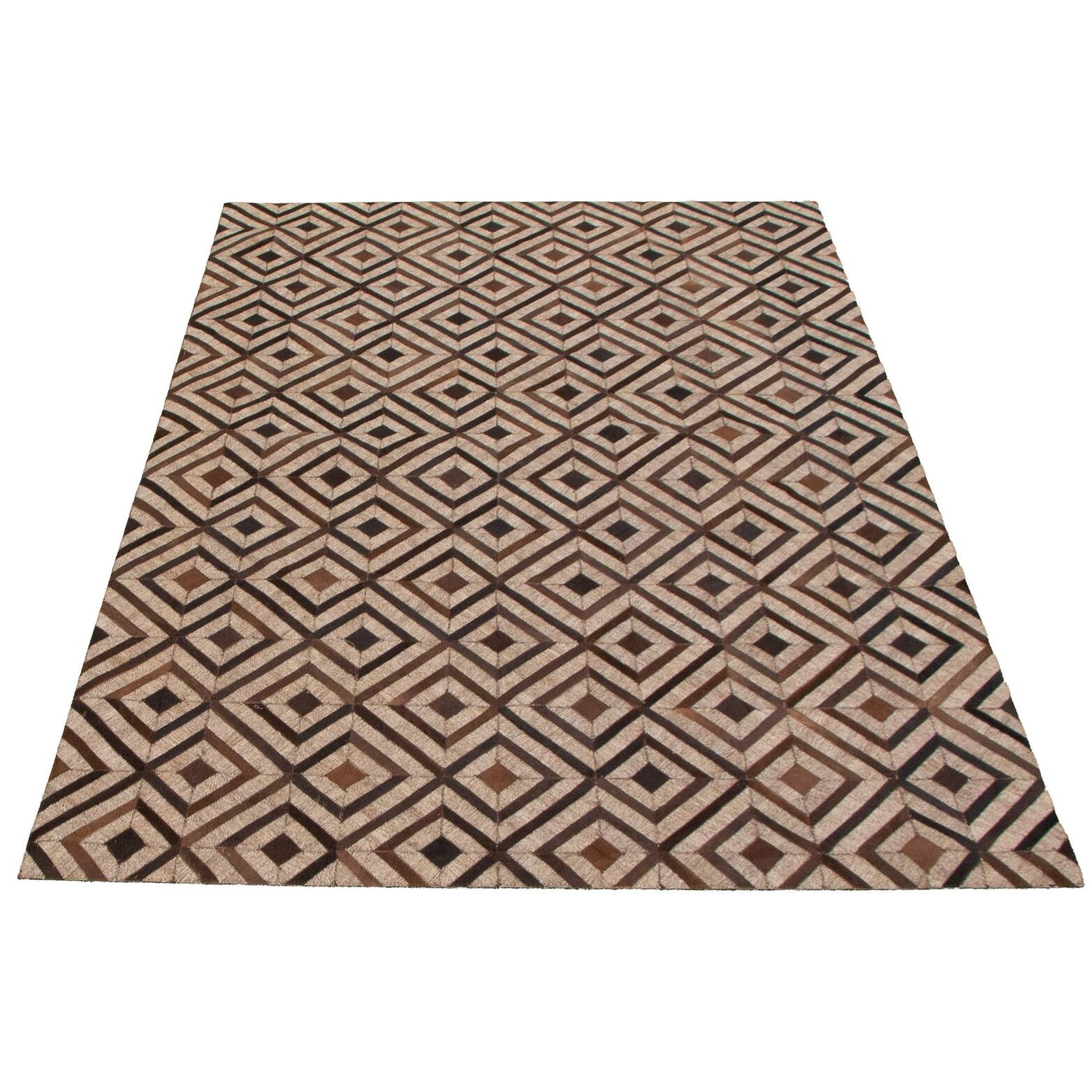 ECARPETGALLERY Handmade Cowhide Patchwork Tan Hemp, Jute, Leather Rug 5'4 x 7'8 Bed Bath