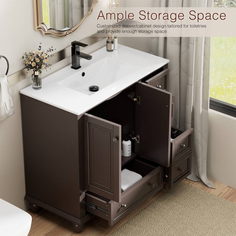 Bathroom Vanity with Sink Combo Set, Free Standing Bathroom Storage Cabinet