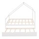 preview thumbnail 14 of 25, Full Size Wooden House Bed With Trundle and Roof for Kids, Boys and Girls