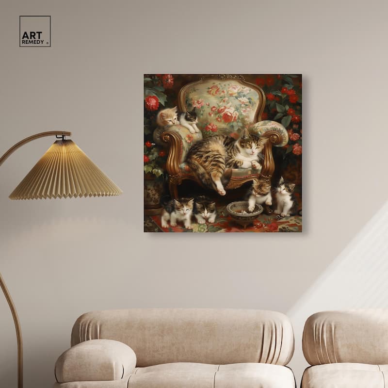 Lounging Cats Canvas by Art Remedy, Gallery Wrapped