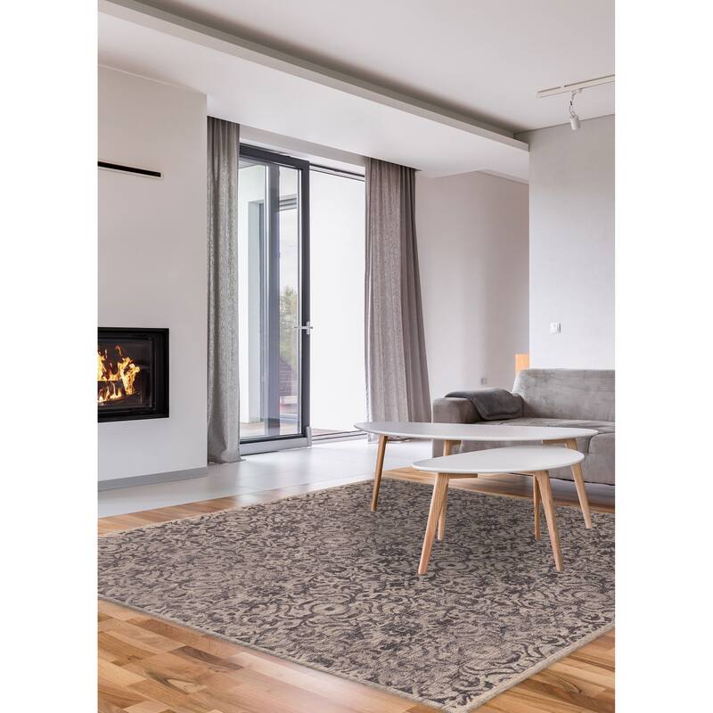 ECARPETGALLERY Hand Loomed Elysian Grey Wool Rug - 8'0 x 9'11