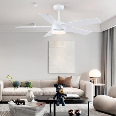 46" Modern Quiet Ceiling Fan with LED,Downrod Ceiling Fan with Light